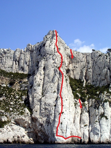 trace d'une escalade à l'eissadon dans les calanques cassis marseille